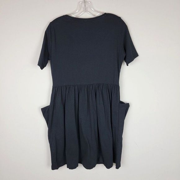 ASOS Black Oversized Short Sleeves Button Up Pockets Classic Basic Dress Size 0 - Picture 2 of 10